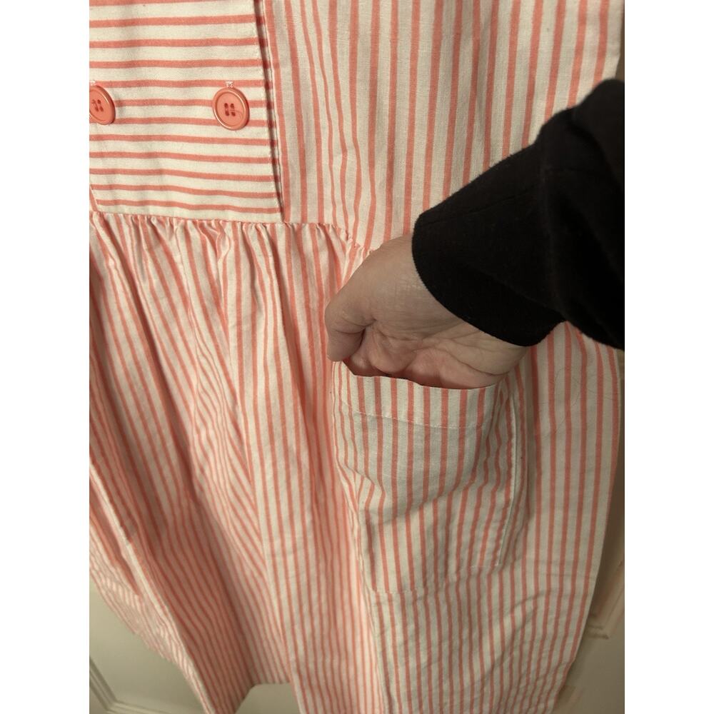 Vintage Hang Ten Striped Button Shift Dress Womens Size 12 Orange White Beachy - Picture 3 of 8